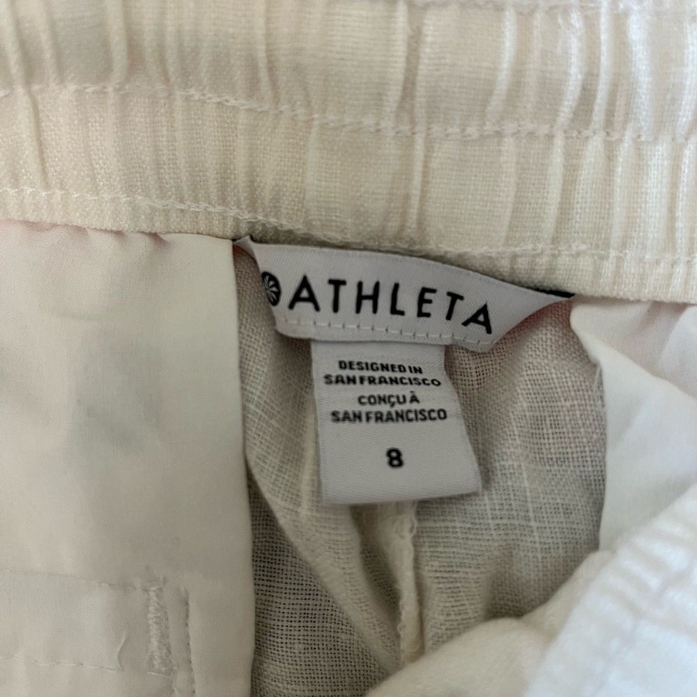 NWOT Athleta Retreat Off White Wide-Leg Linen Pants - Picture 8 of 9